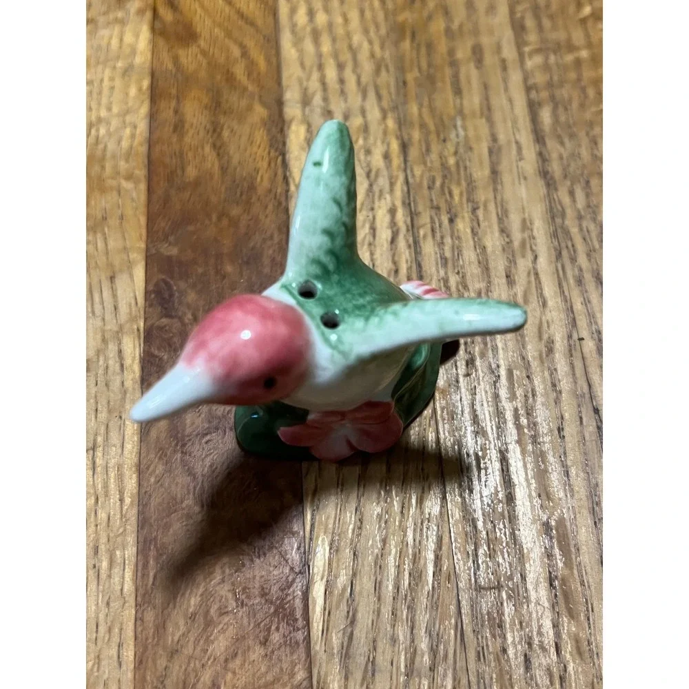 Vintage Ceramic Hummingbird Salt Pepper Shaker Pink Bird Floral Replacement